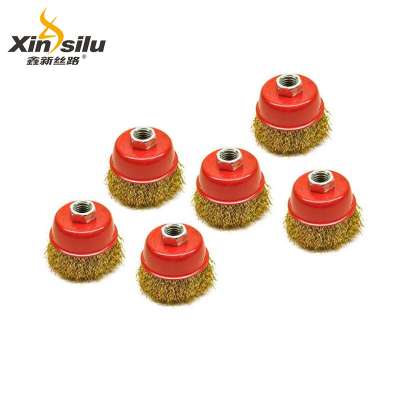 Factory Wholesale Crimped Brass Coated Cup Wire Brush