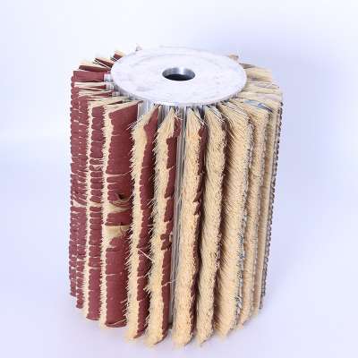 Customized Tampico and Sander Paper Sisal Roller Brush For Furniture Wooden Surface Polishing and Deburring